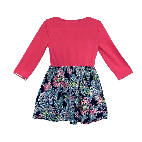 Lilly Pulitzer Girls Giavanna Dress Colorful Floral Long Sleeve Pockets Sz S - Picture 2 of 16